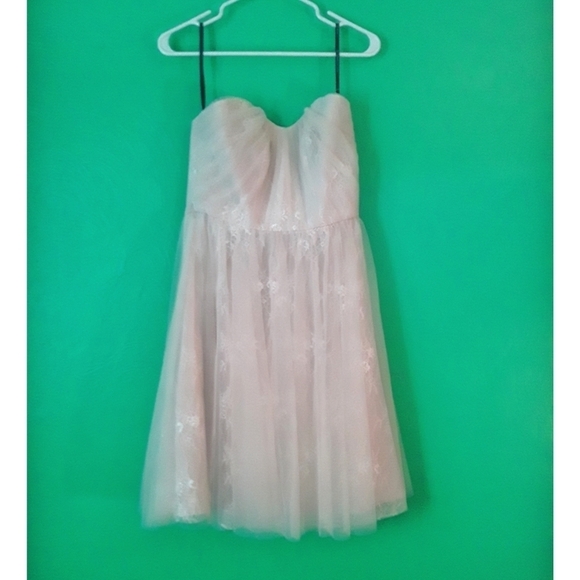 Sorella Vita Cream Tulle Lace Strapless Dress - Picture 1 of 7